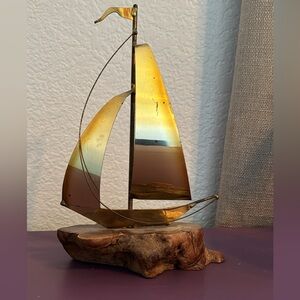 Vintage Sailboat on driftwood base